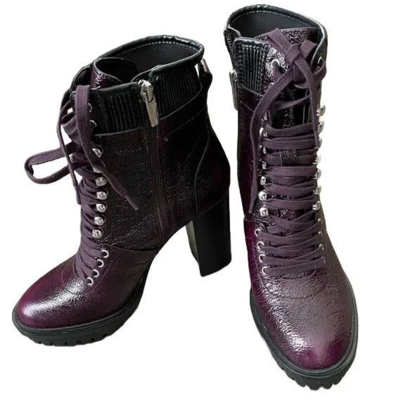 Vince Camuto NEW Deep Plum Colored Platform Ermania Combat Boots - Picture 1 of 14